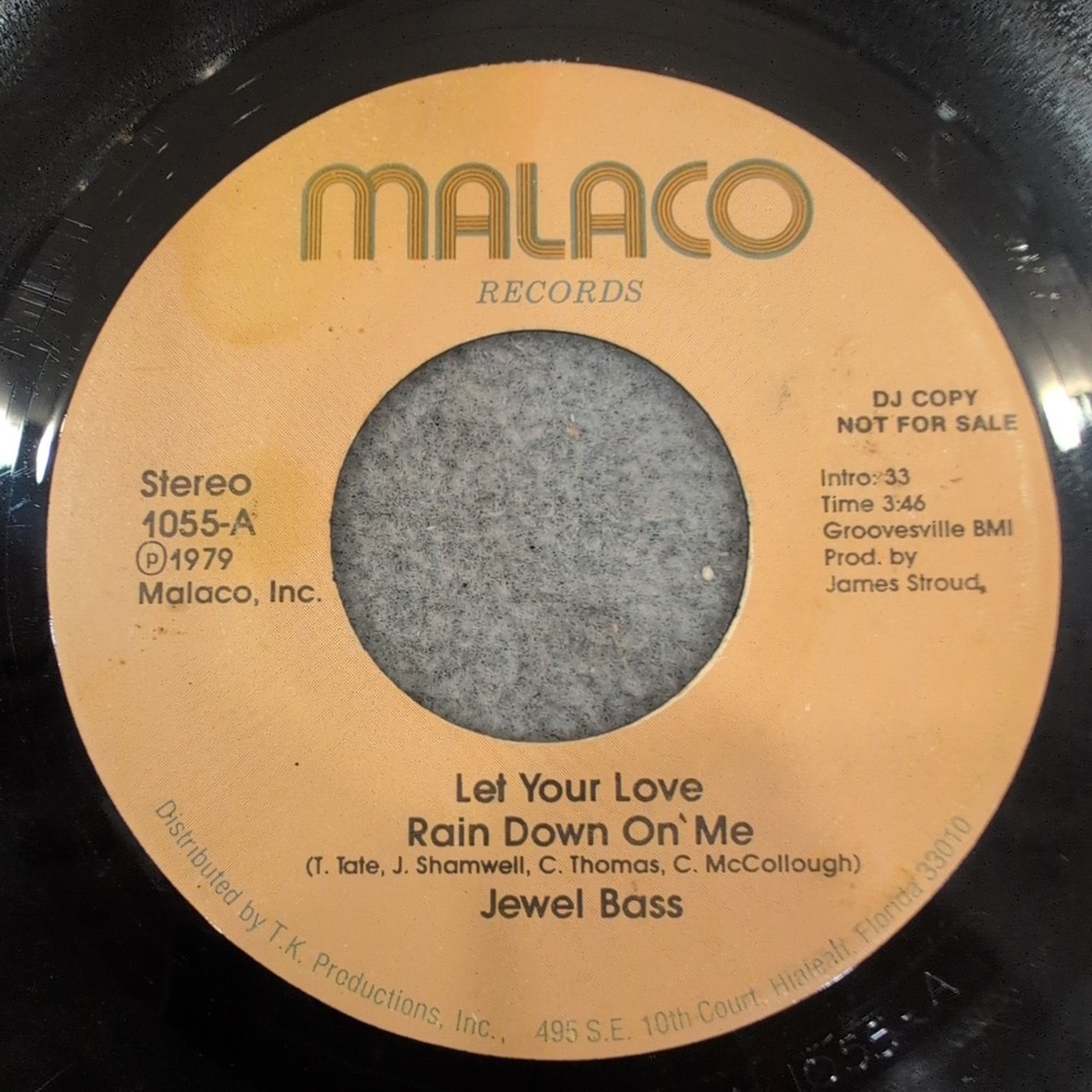 Jewel Bass Let Your Love Rain Down On Me 7" Vinyl 45 Malaco 1055-A DJ Copy 1979 - Picture 2 of 4